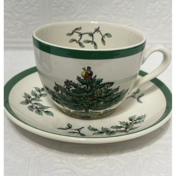 Spode Holiday Spode Christmas Tree Tea Cup Saucer Vintage Set
